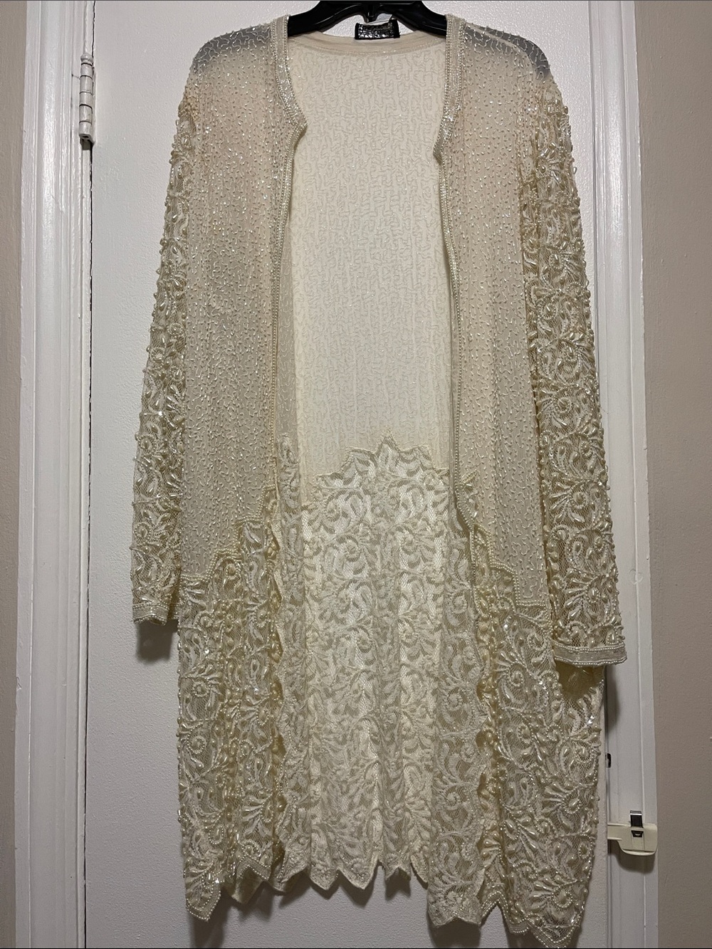 Creative Creations Ivory Beaded Lace Long Cardigan Women’s 2Xl New with tag $75